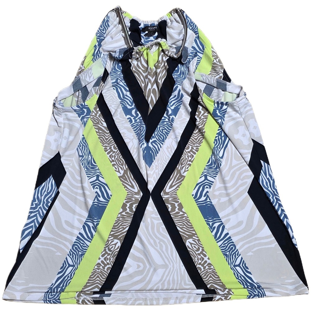 Alfani Petite Geometric Print‎ Tank Top Women Size PXL Halter Neck